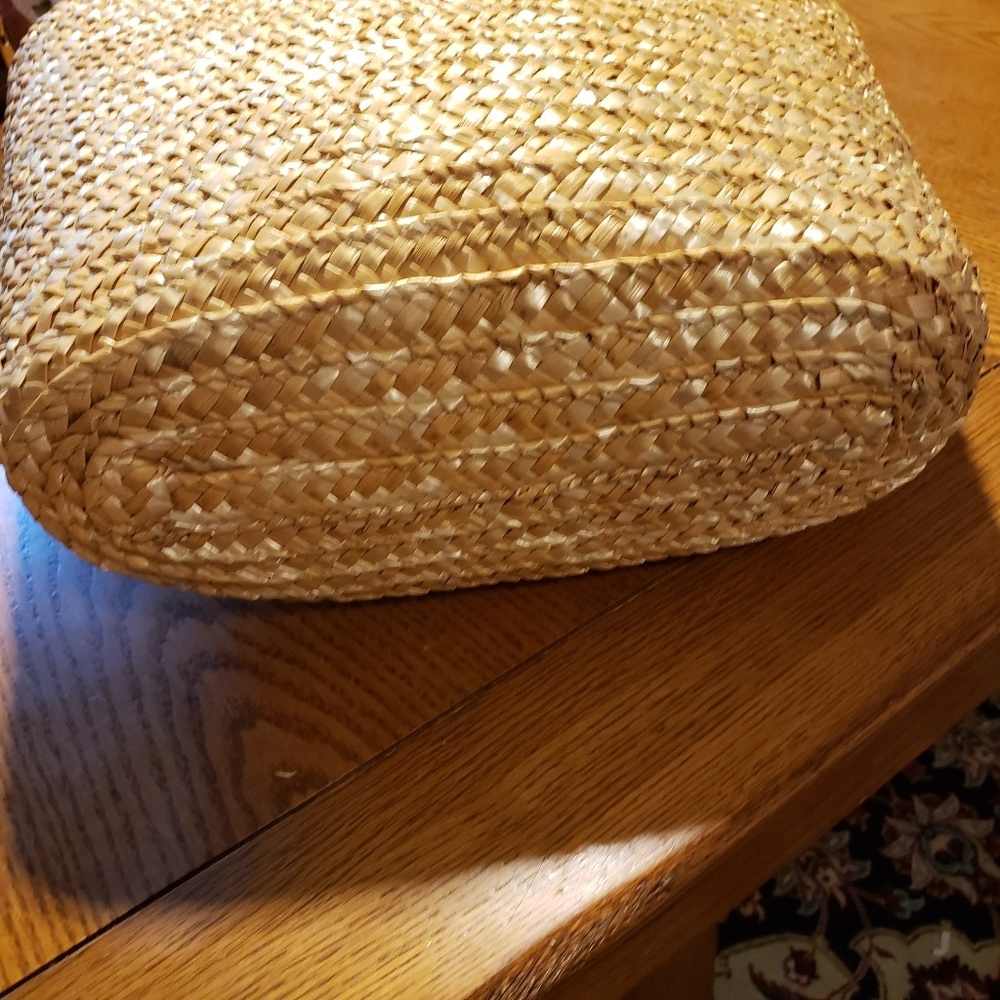 Wicker/Straw open tote green lined handbag - Picture 2 of 3